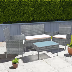 Neo Grey 4 Piece Rattan Outdoor Garden Sofa Set