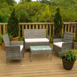 Neo Grey 4 Piece Rattan Outdoor Garden Sofa Set