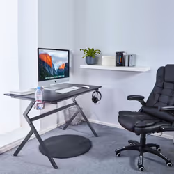 Neo Ergonomic Gaming Desk with Headphone Hook - GREY