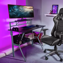 Neo Ergonomic 2 Tier Gaming Desk - GREY