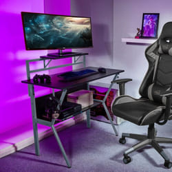 Neo Ergonomic 2 Tier Gaming Desk - GREY