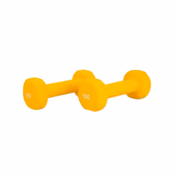 1KG Yellow Pair of Neoprene Dumbbells Weights - Solid Iron Construction