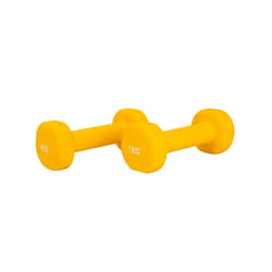 1KG Yellow Pair of Neoprene Dumbbells Weights - Solid Iron Construction