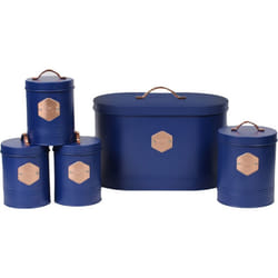 Neo Retro Inspired Sleek Matt & Copper 5 Piece Kitchen Canister Set Navy