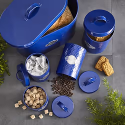 Neo Retro Inspired Sleek Matt & Copper 5 Piece Kitchen Canister Set Navy
