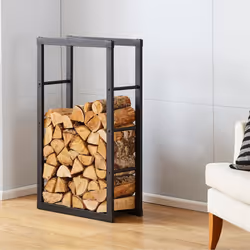 Neo Wide Black Firewood Log Rack