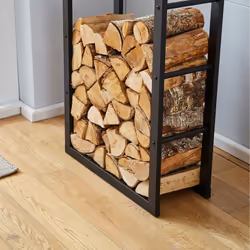 Neo Wide Black Firewood Log Rack