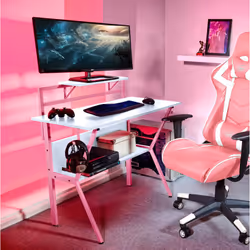 Neo Ergonomic 2 Tier Gaming Desk - PINK