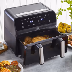 Neo Black Electric Digital Air Fryer - 8.5L WITH DUAL DRAWER AND GLASS VIEWING WINDOW