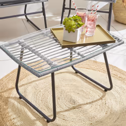 Neo 4 Piece Wicker Bamboo Style Garden Set - Grey