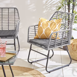Neo 4 Piece Wicker Bamboo Style Garden Set - Grey