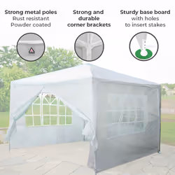 3X3M Event Gazebo 4 Side Panels Outdoor Waterproof Garden Party Tent Marquee Canopy Shelter Coated Steel Frame - White