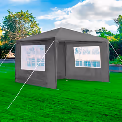 3X3M Event Gazebo 4 Side Panels Outdoor Waterproof Garden Party Tent Marquee Canopy Shelter Coated Steel Frame - Grey
