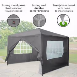 3X3M Event Gazebo 4 Side Panels Outdoor Waterproof Garden Party Tent Marquee Canopy Shelter Coated Steel Frame - Grey
