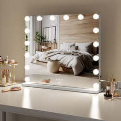 Neo Hollywood Vanity Touch Mirror - Neo Hollywood Vanity Touch Wall Mounted and Freestanding Mirror with 16 LED Bulbs