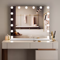 Neo Hollywood Vanity Touch Mirror - Neo Hollywood Vanity Touch Wall Mounted and Freestanding Mirror with 16 LED Bulbs