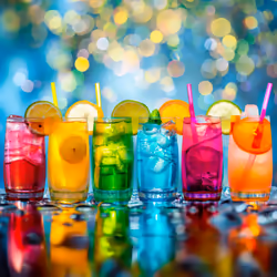 ââNeo 6x Multicolour 390ml Highball Glasses Tall Hi Ball Glass Water Gin Juice Cocktail Drinking Glassware Tumblers Set
