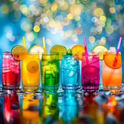 ââNeo 6x Multicolour 390ml Highball Glasses Tall Hi Ball Glass Water Gin Juice Cocktail Drinking Glassware Tumblers Set