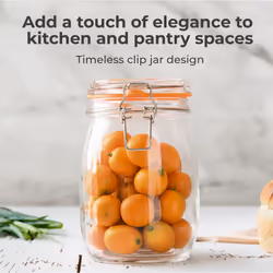 Neo 1L Pack of 3 Canisters Tableware Scandi Glass Storage Jars with Airtight Silicone Seal Metal Clip Top Lids Modern Kitchen Pantry Food