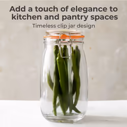 Neo 1.5L Pack of 3 Canisters Tableware Scandi Glass Storage Jars with Airtight Silicone Seal Metal Clip Top Lids Modern Kitchen Pantry Food
