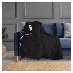 Neo Electric Heated Throw Over Blanket - Reversible - Black