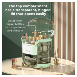 Neo Three Layer Cosmetic Makeup Organiser & Holder - Clear- Mint