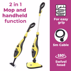 10 in 1 1500W Neo Hot Steam Mop Cleaner Floor Carpet Window Washer Hand Steamer With 2 Pads (Yellow and Black)