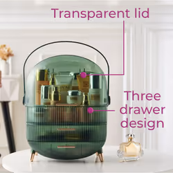Neo Three Layer Cosmetic Makeup Vanity Beauty Storage Organiser Skincare Display Box Case Holder - Translucent Green