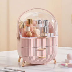 Neo Three Layer Cosmetic Makeup Vanity Beauty Storage Organiser Skincare Display Box Case Holder - Pink