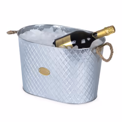LIVIVO 24L Galvanised Metal Ice Drinks Buckets with Handles Beverage