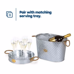 LIVIVO 24L Galvanised Metal Ice Drinks Buckets with Handles Beverage - Additional view 8