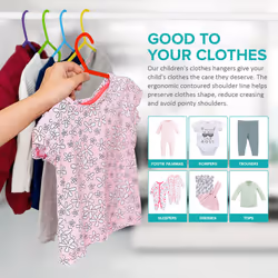 40Pc Kids Plastic Hangers Clothes Cloth Plastic Coat Hangers - With Lips For Boys Girls Clothes Dress - Organise Children Clothes Wardr - Multi-Colour