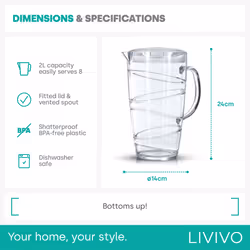 LIVIVO Swirl Design 2L Plastic Pitcher Jug - Additional view 9