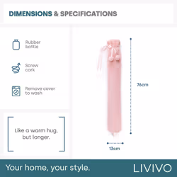 LIVIVO 2L Extra Long Hot Water Bottle - Pink - Additional view 7