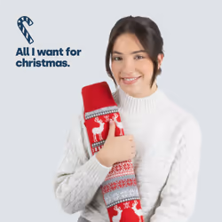 LIVIVO 2L Long Hot Water Bottle with Festive Christmas Design