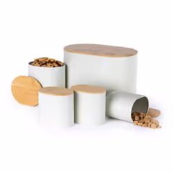 LIVIVO 5-Piece Bamboo Lid Kitchen Storage Canister Set - White