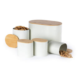 LIVIVO 5-Piece Bamboo Lid Kitchen Storage Canister Set - White
