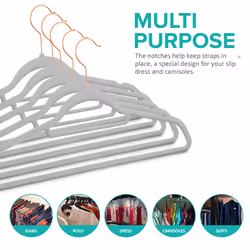 LIVIVO Velvet Hangers Coat Clothes Non Slip Clothes Trousers Garment Storage Holder - GREY ROSE GOLD
