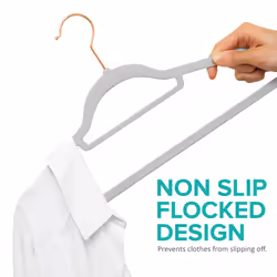 LIVIVO Velvet Hangers Coat Clothes Non Slip Clothes Trousers Garment Storage Holder - GREY ROSE GOLD