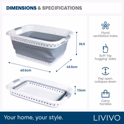 LIVIVO Collapsible Laundry Basket - Grey - Additional view 4