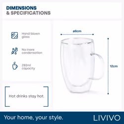 LIVIVO Set of 2 Double Walled Insulated Thermal Coffee Mugs - Additional view 4