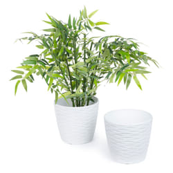 LIVIVO Set of 2 Indoor Plastic Plant Pots - 18cm - WHITE