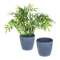 LIVIVO Set of 2 Indoor Plastic Plant Pots - 18cm - GREY