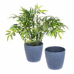LIVIVO Set of 2 Indoor Plastic Plant Pots - 18cm - GREY