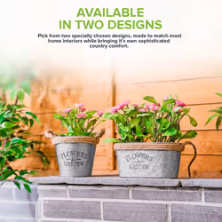 Zinc Plant Pot with Anti-Slug Cotton Rope Handles Home Garden Kitchen - Oval - Additional view 6
