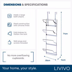 LIVIVO 2-in-1 Towel Rack - Over Door/Wall Mounted - Additional view 4