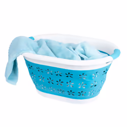 LIVIVO Collapsible Laundry Basket - Flower Pattern, Turquoise
