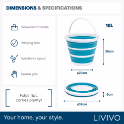 LIVIVO Collapsible Bucket - Turquoise - Additional view 4