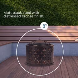 LIVIVO ROMBO 2-in-1 Outdoor Fire Pit & BBQ Grill - Additional view 2