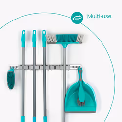 LIVIVO Heavy Duty Wall Mounted Mop and Broom Holder - Grey